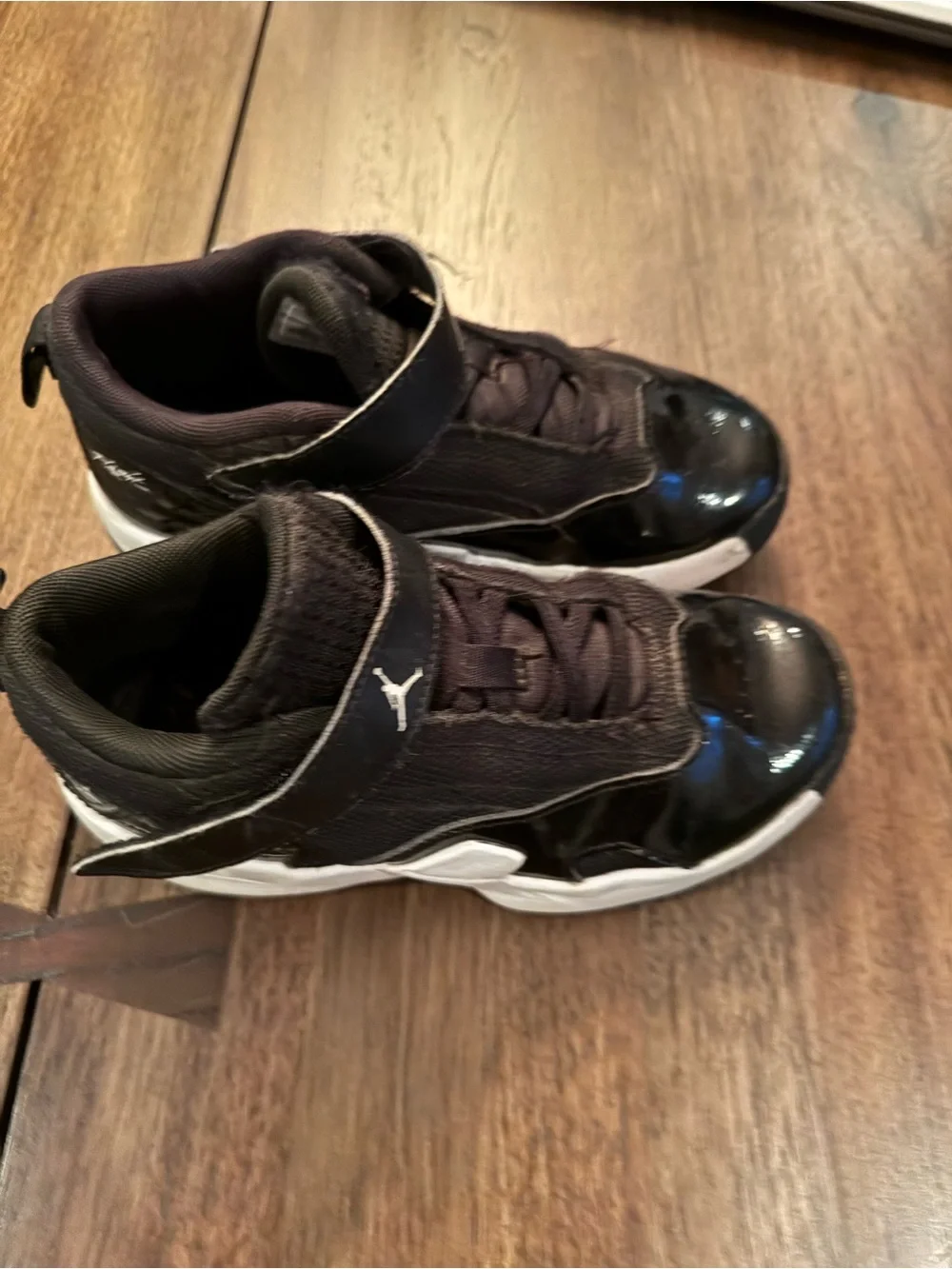 Jordan Kids Black and White Hook-and-Loop Basketball Sneakers